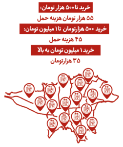 تعرفه ارسال طهورا داخل شهر تهران